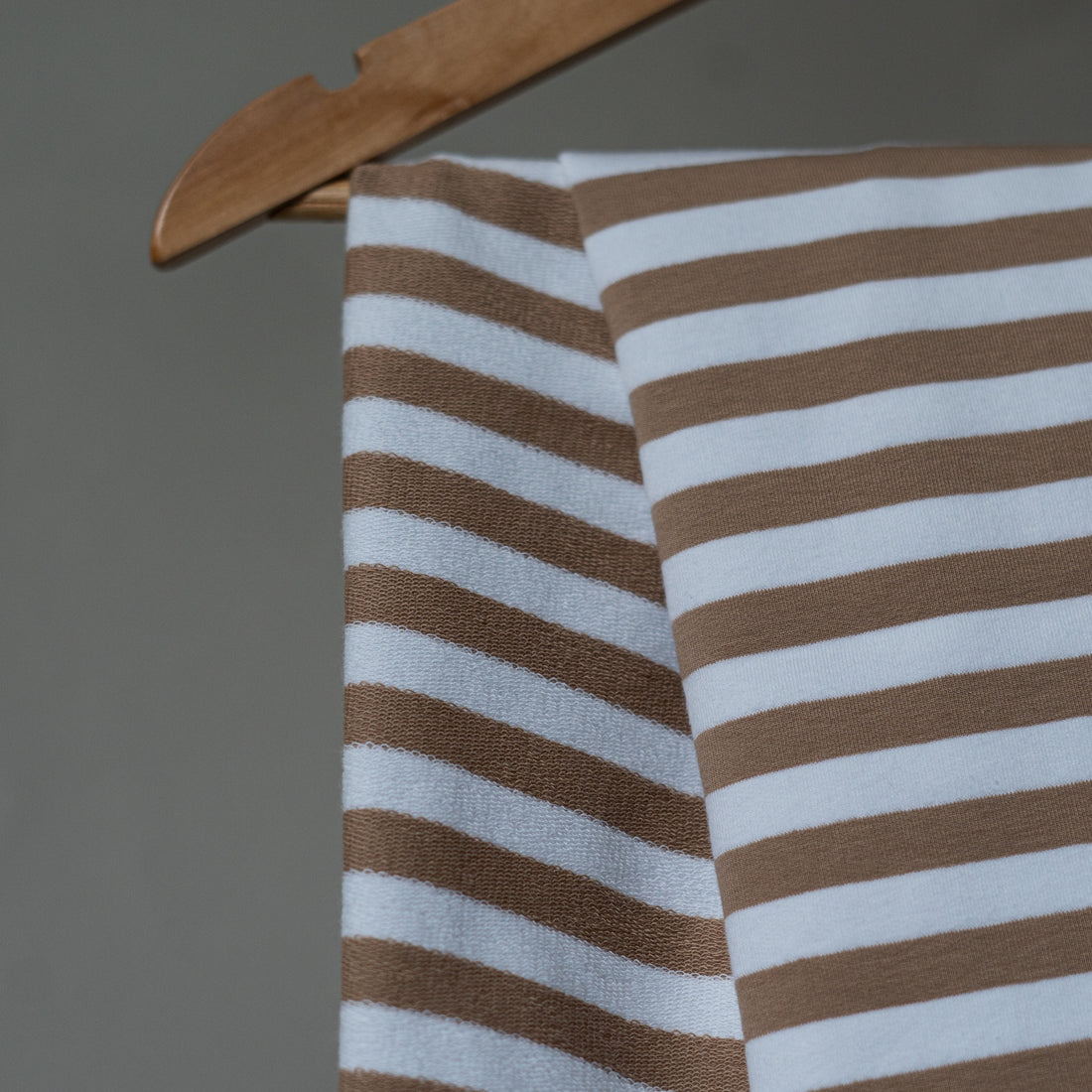 French Terry - Stripes - Sand and White Fabric