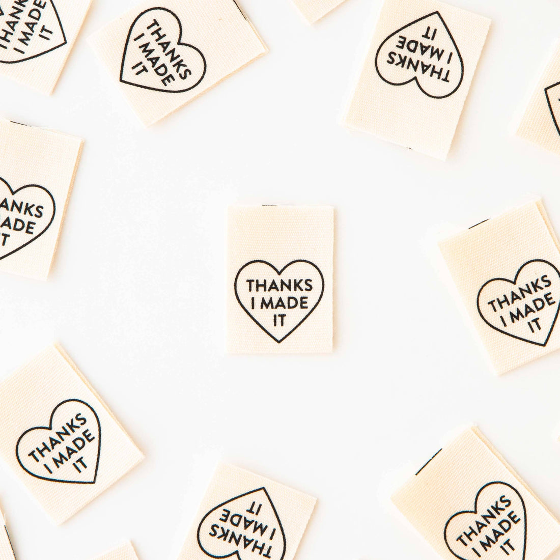 Woven Sew in Labels with heart-shaped  &