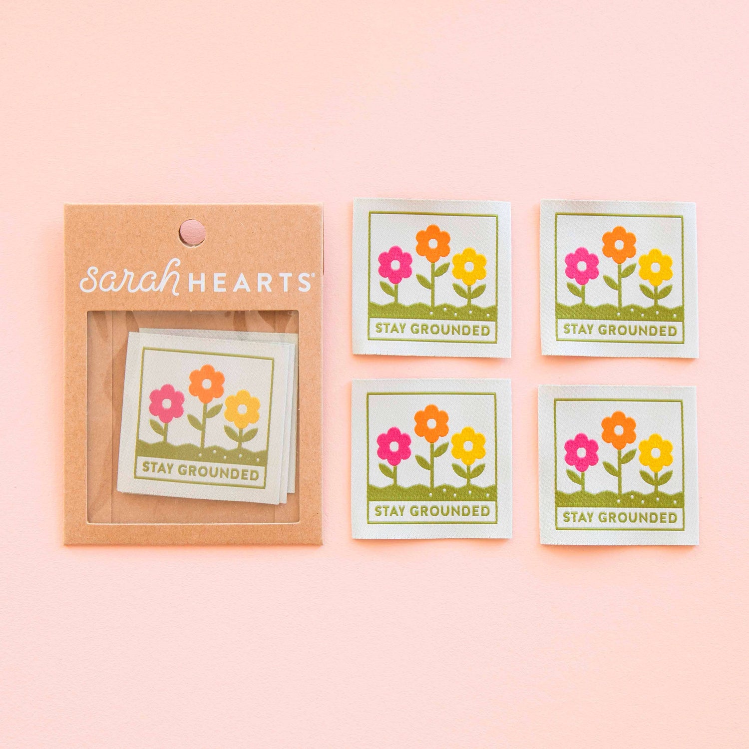Packaged stickers with floral design and &