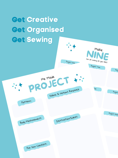 Sewing Project Planner and &quot;Make Nine&quot; Goal Setter - Print at Home or Digitally Plan