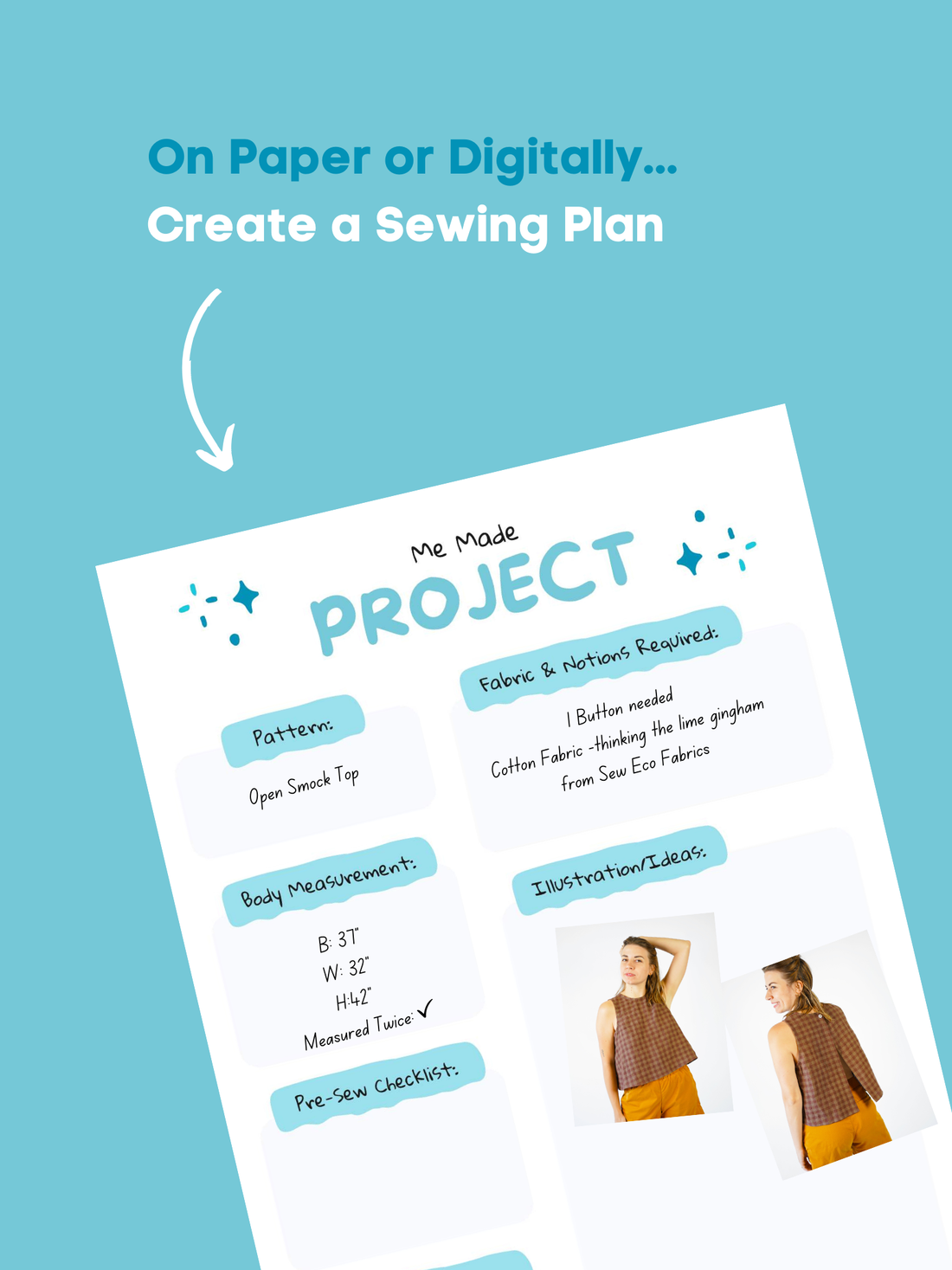 Sewing Project Planner and &quot;Make Nine&quot; Goal Setter - Print at Home or Digitally Plan