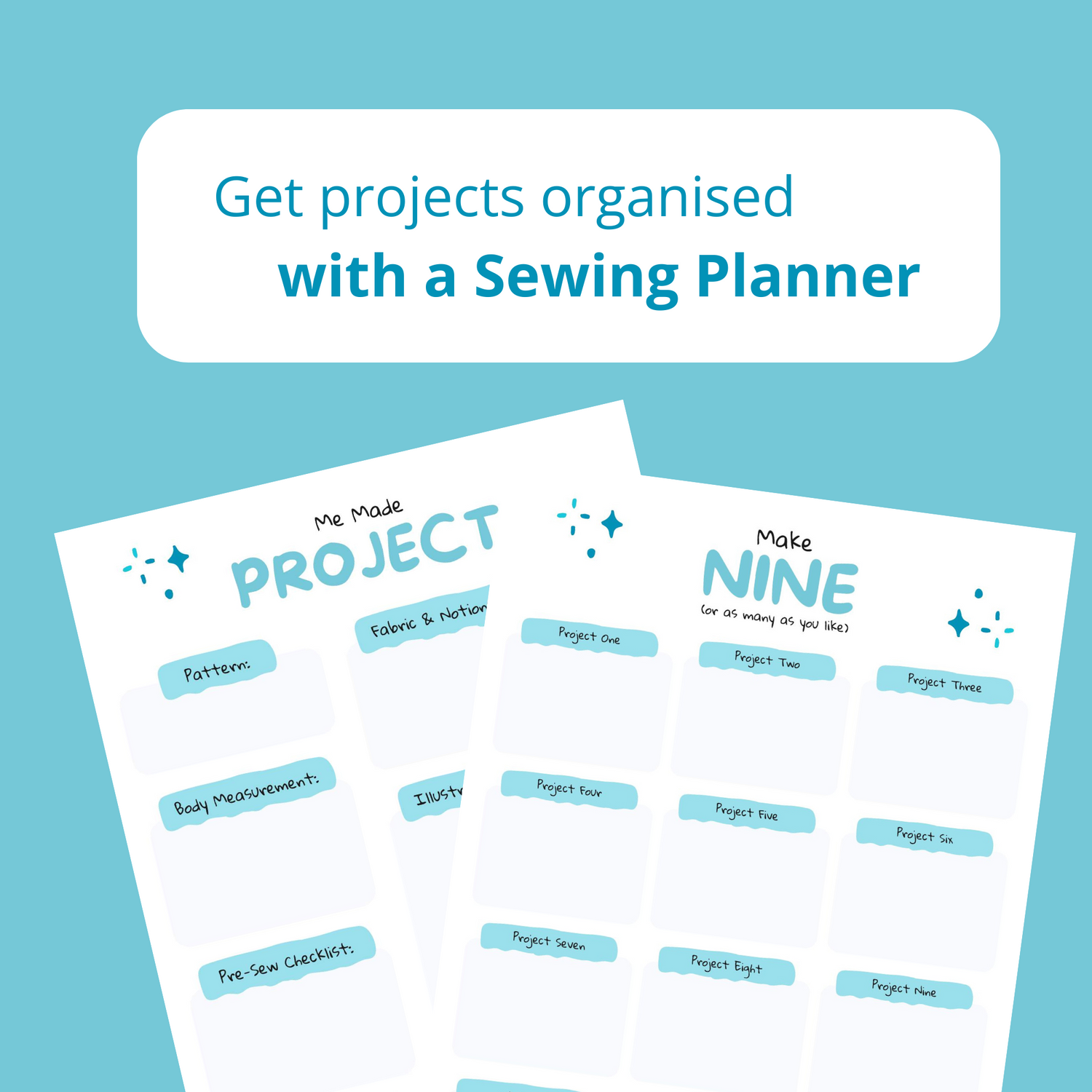 Sewing Project Planner and &quot;Make Nine&quot; Goal Setter - Print at Home or Digitally Plan