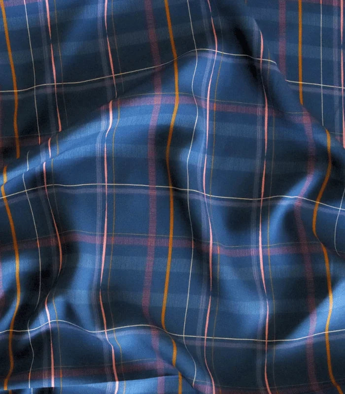 1.2m REMNANT, Silhouette Navy Blue in Viscose Fabric