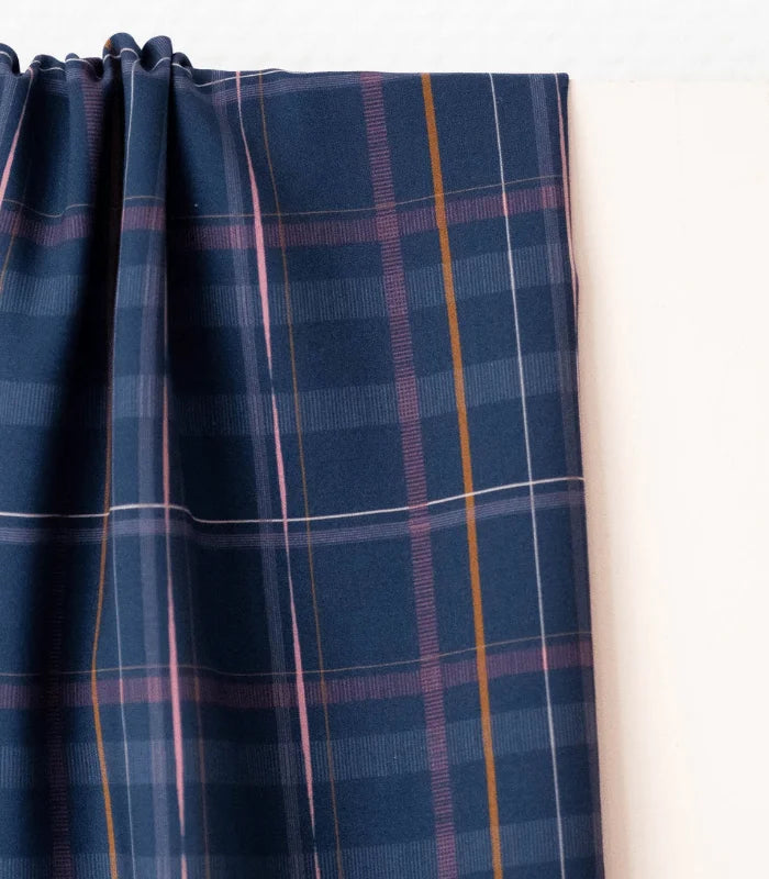 1.2m REMNANT, Silhouette Navy Blue in Viscose Fabric