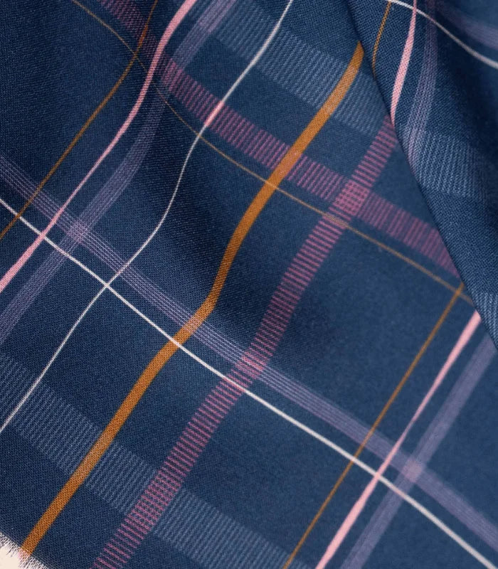1.2m REMNANT, Silhouette Navy Blue in Viscose Fabric