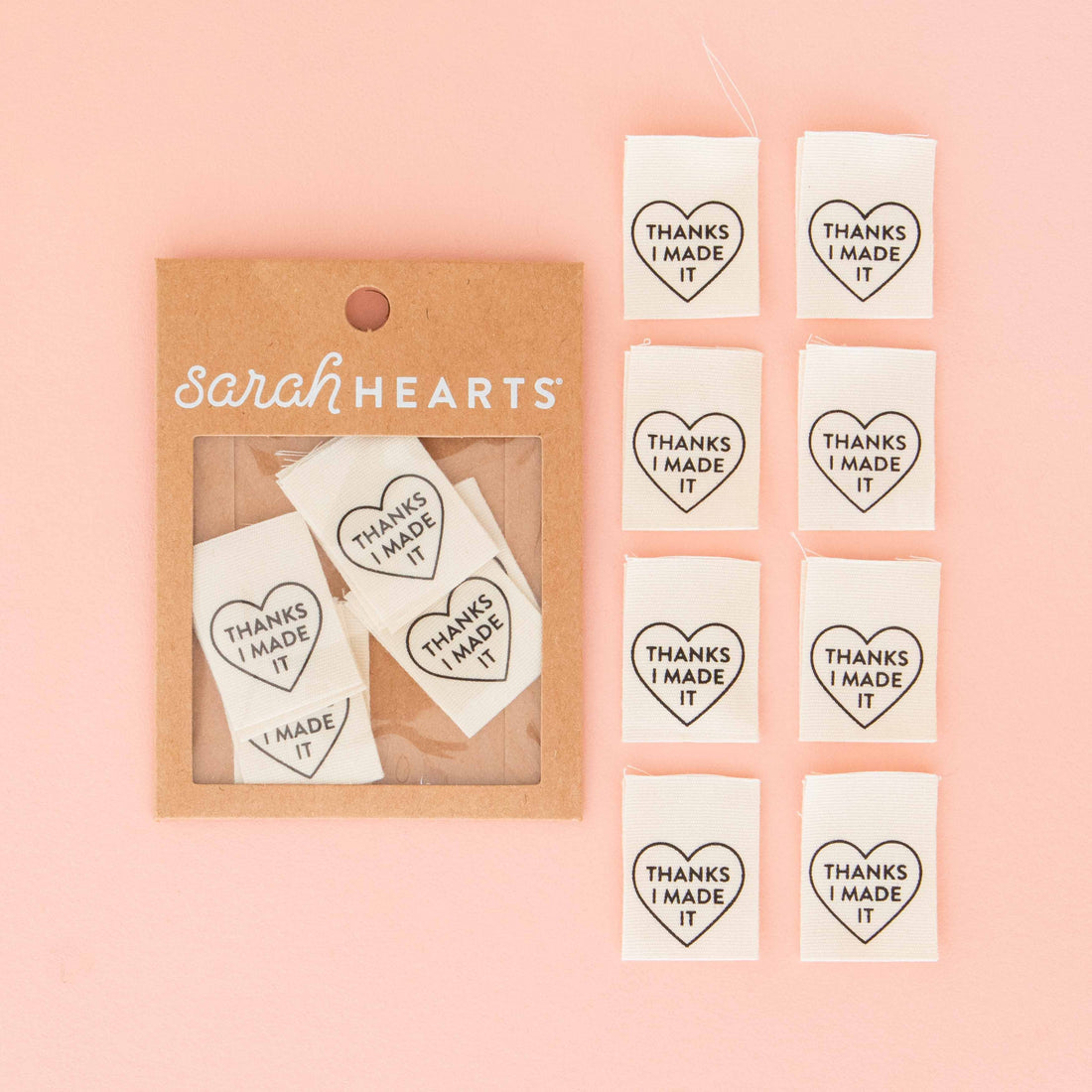 Heart-shaped stickers with &