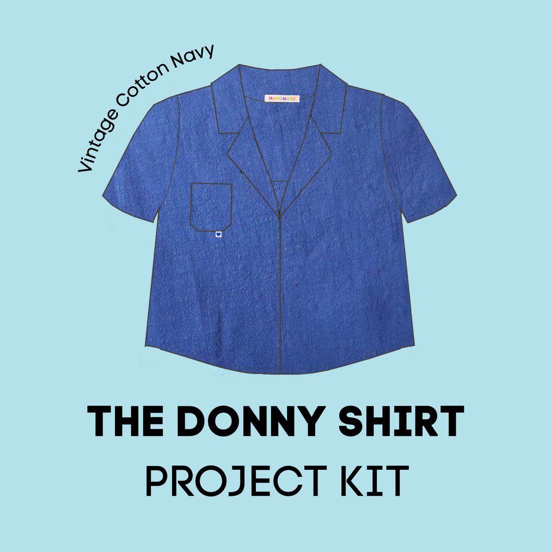 Sewing Project Kit - Navy Vintage Cotton - Donny Shirt