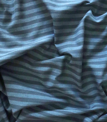 Organic Cotton Linen Fabric - Navy Striped Tully