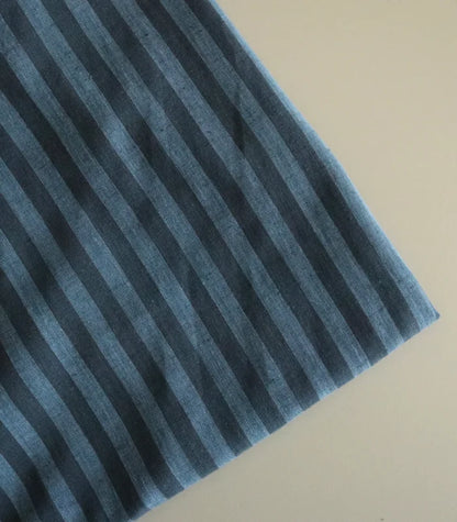 Organic Cotton Linen Fabric - Navy Striped Tully