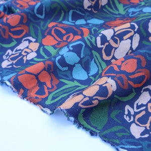 Colorful fabric with abstract patterns on a white background