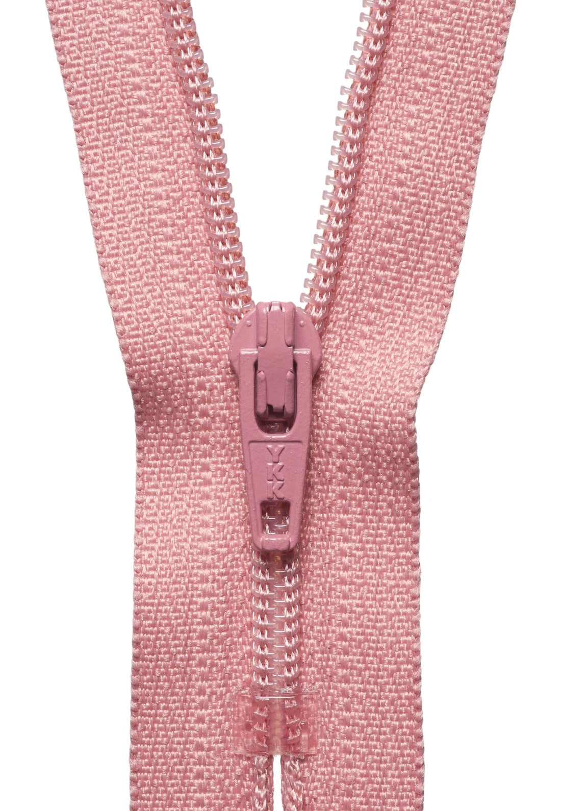 Pink zipper on a white background