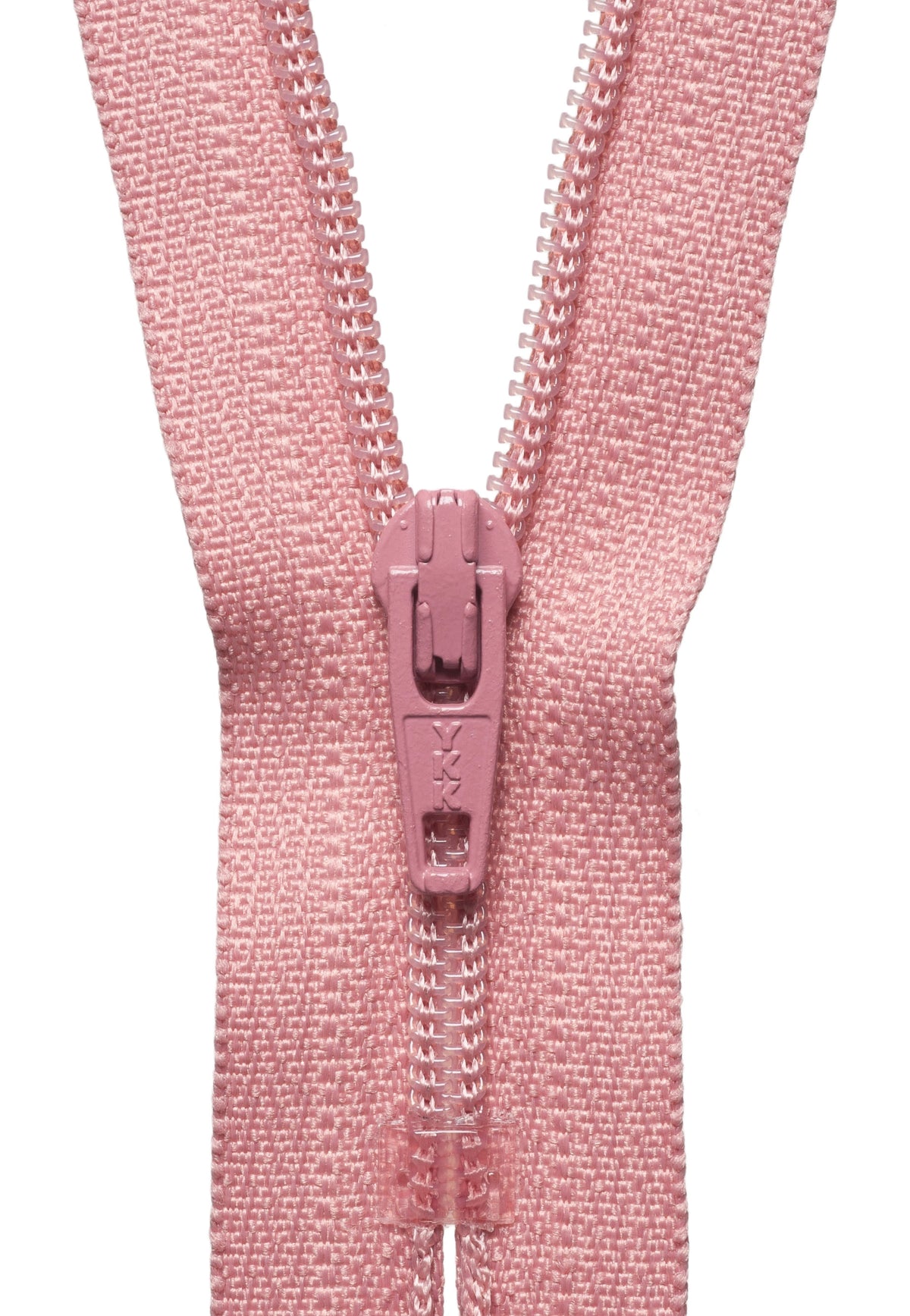 Pink zipper on a white background