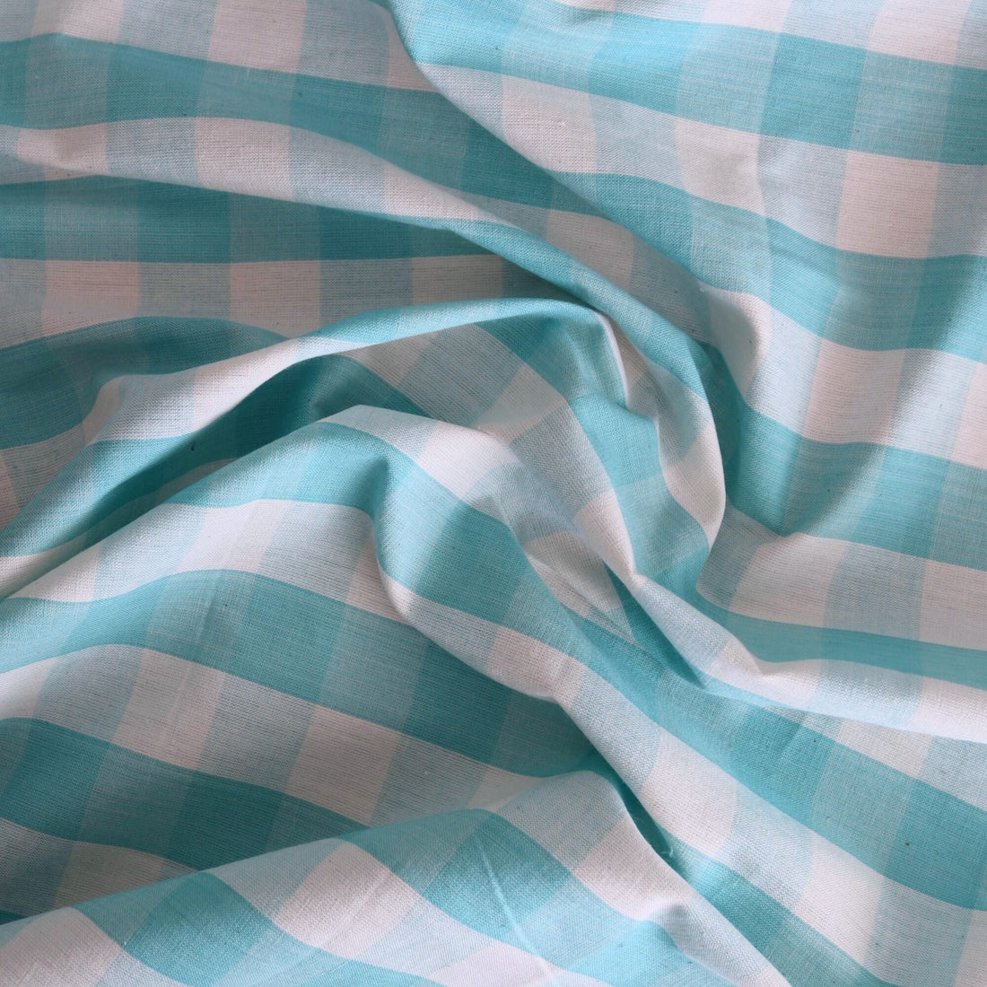 Aqua - Large Organic Cotton Gingham - sewecofabrics