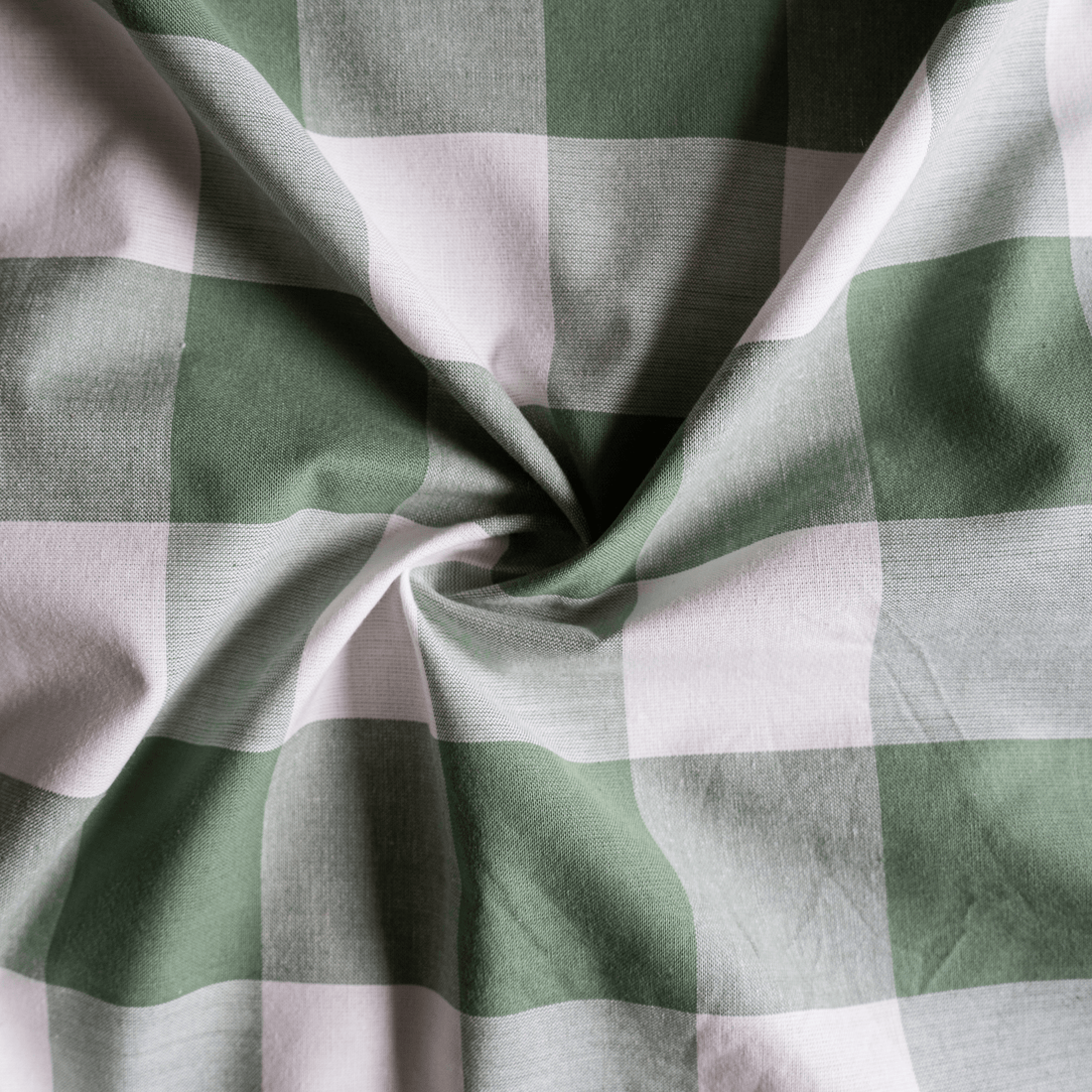 Cotton - Large Green Gingham Check - Fabric - sewecofabrics