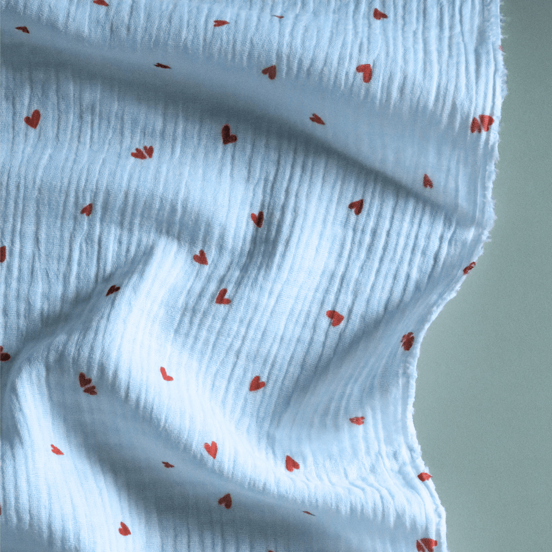Double Gauze - White Hearts - Cotton Fabric - sewecofabrics
