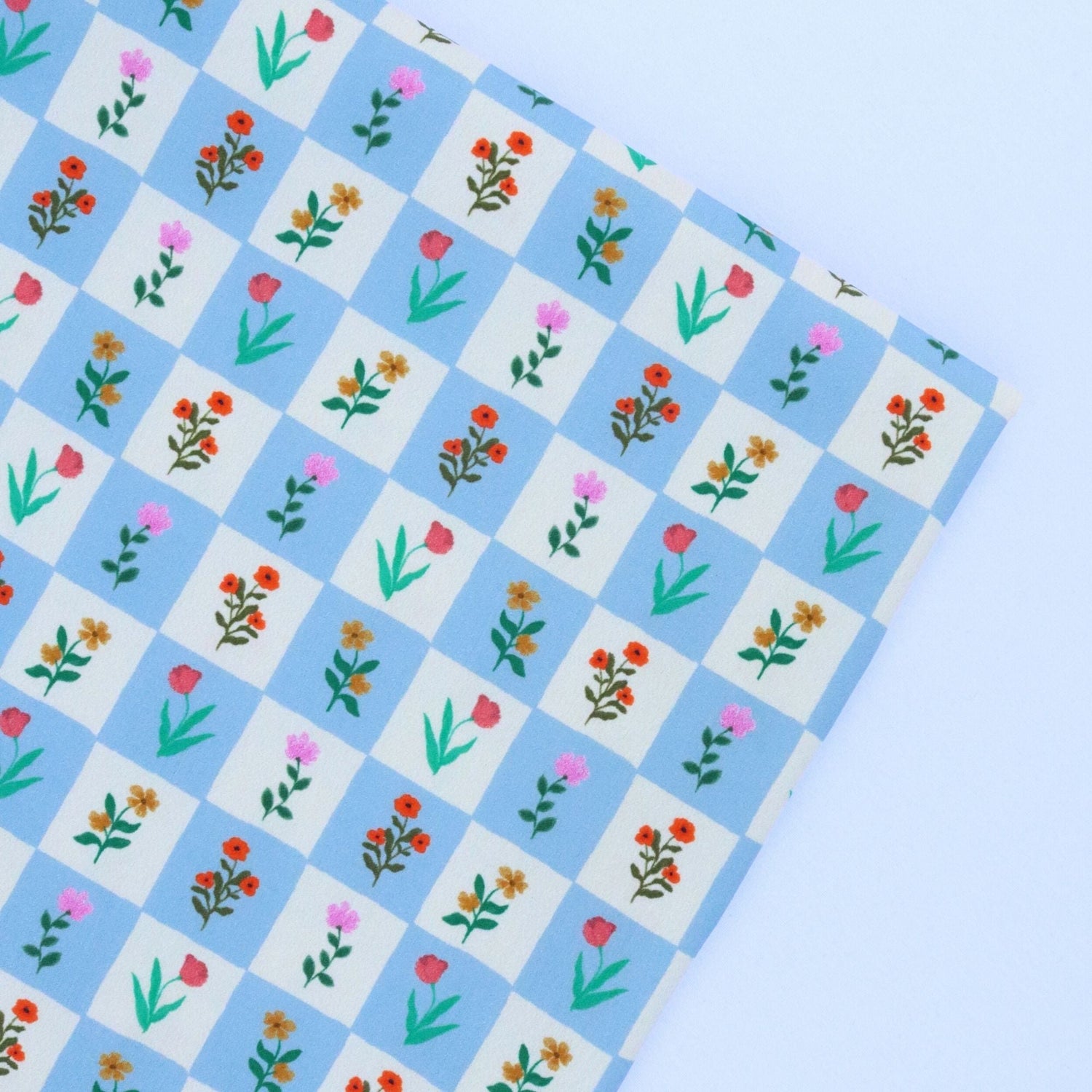 Garden Square - Cotton Satin Fabric - sewecofabrics