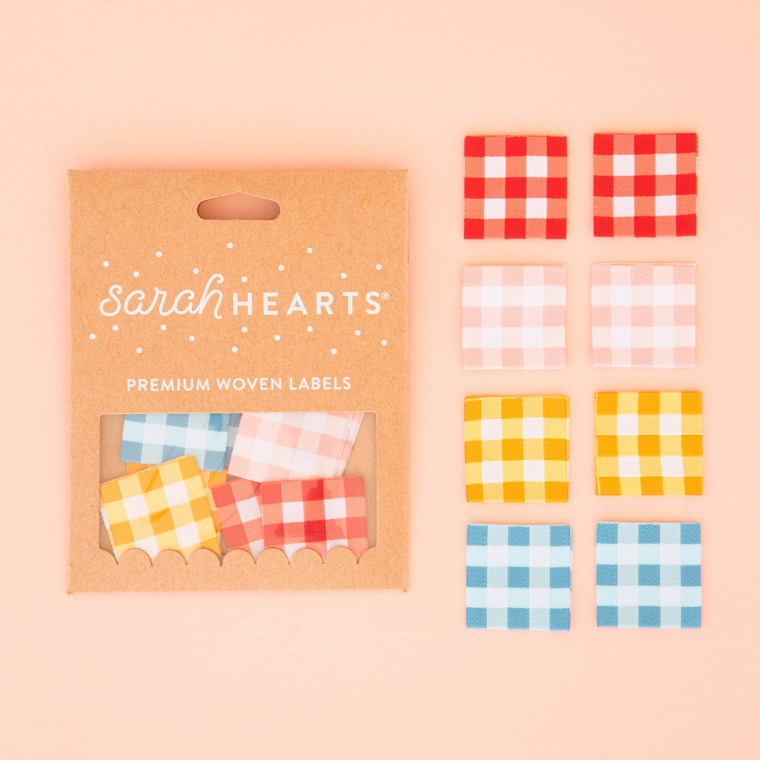Gingham - Sarah Hearts - Sewing Labels - sewecofabrics