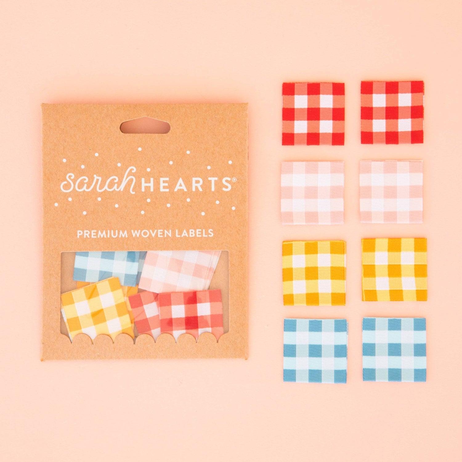 Gingham - Sarah Hearts - Sewing Labels - sewecofabrics