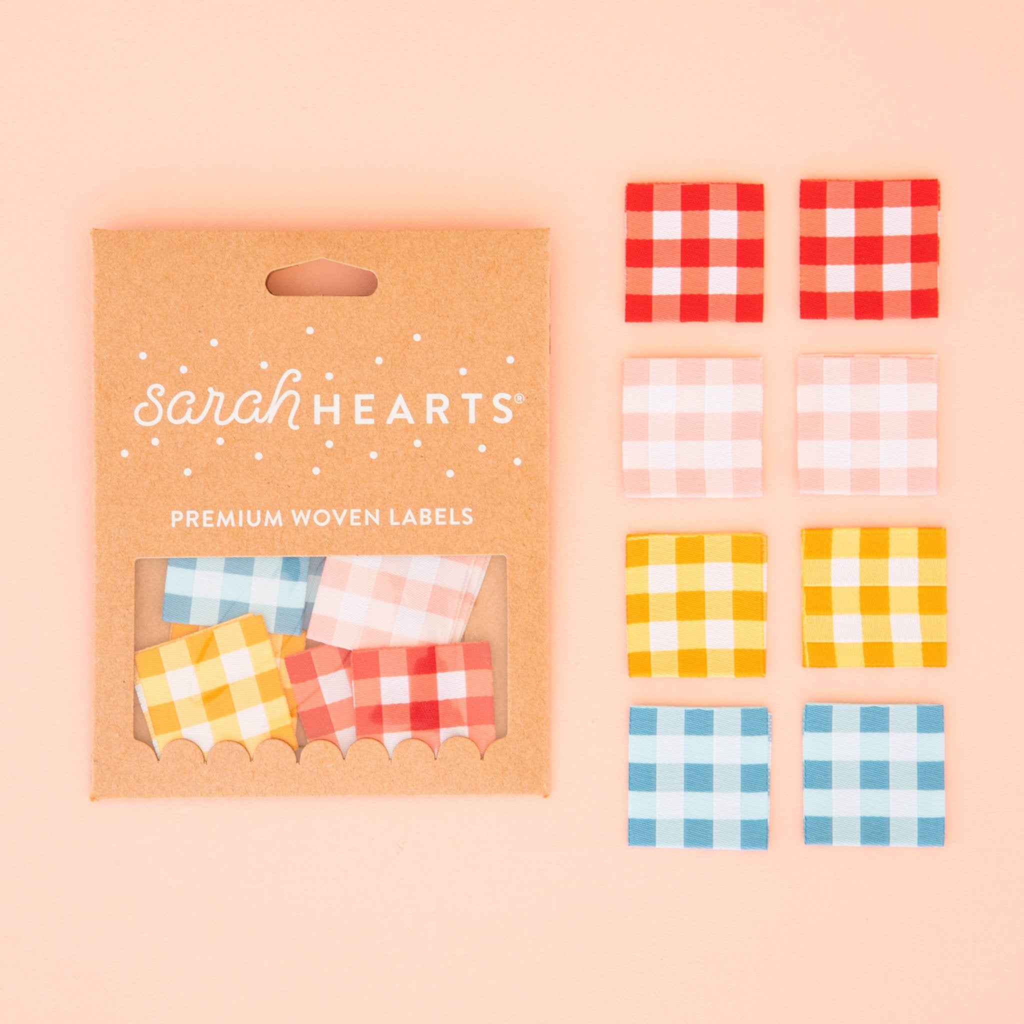 Gingham - Sarah Hearts - Sewing Labels - sewecofabrics
