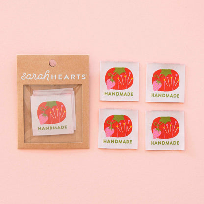 &quot;Handmade&quot; Tomato Pin Cushion - Large Sew in Labels - sewecofabrics