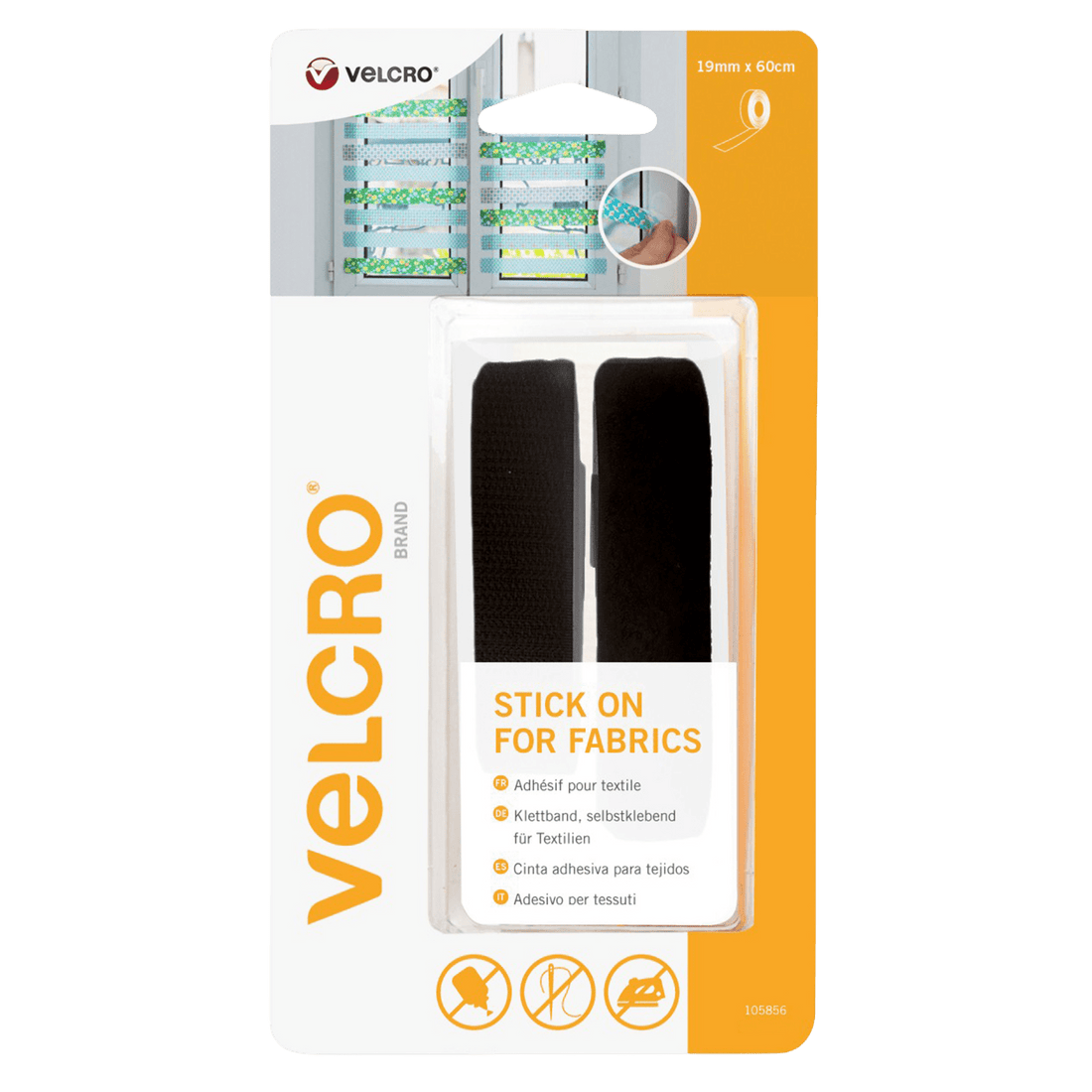 Hook &amp; Loop Tape: Stick on Fabric 19mm x 60cm - sewecofabrics