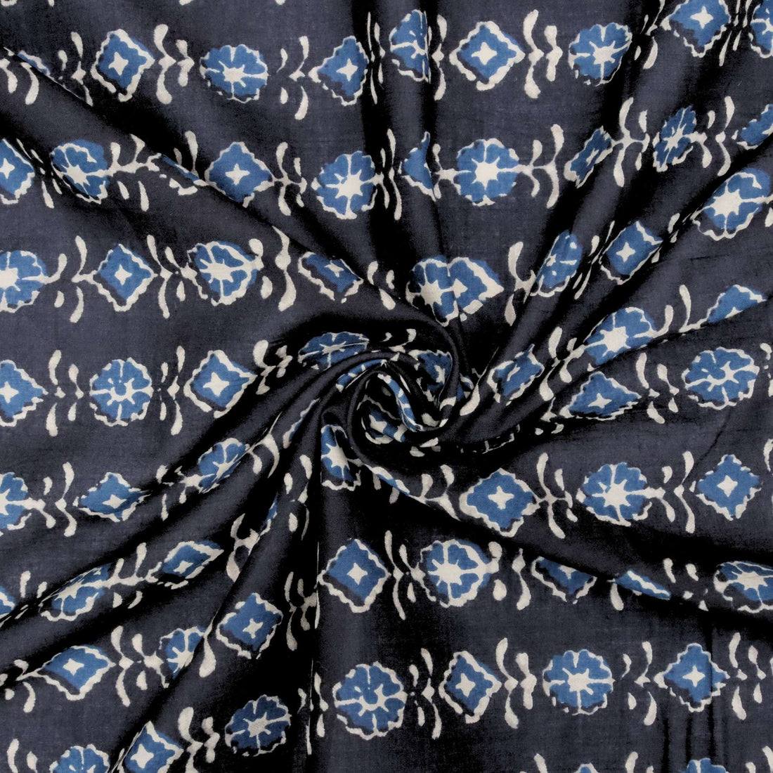 Indigo Abstract - Cotton Fabric - sewecofabrics