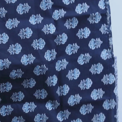 Indigo Abstract in Block Printed Cotton Fabric