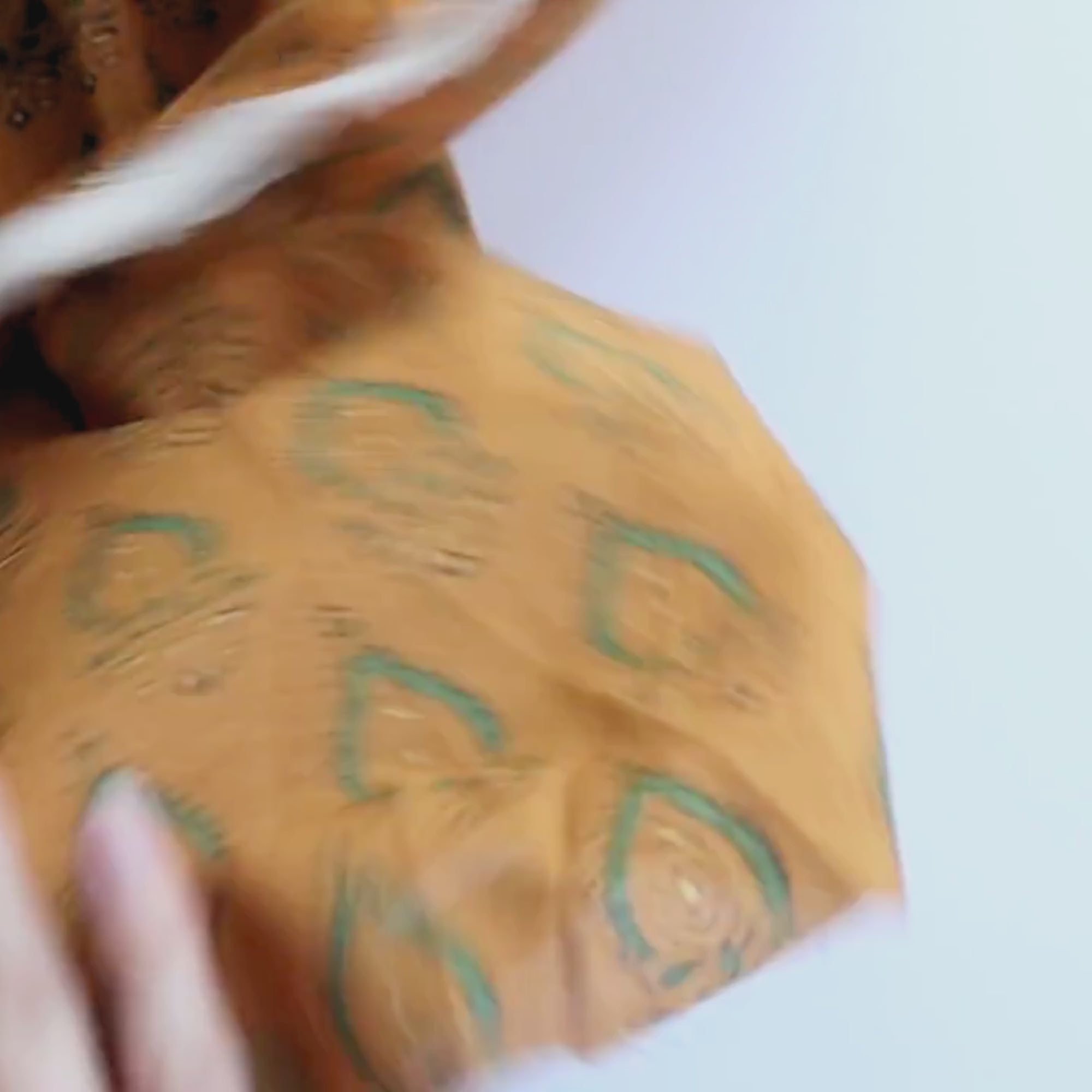 Green on Ochre in Block Printed Cotton Fabric