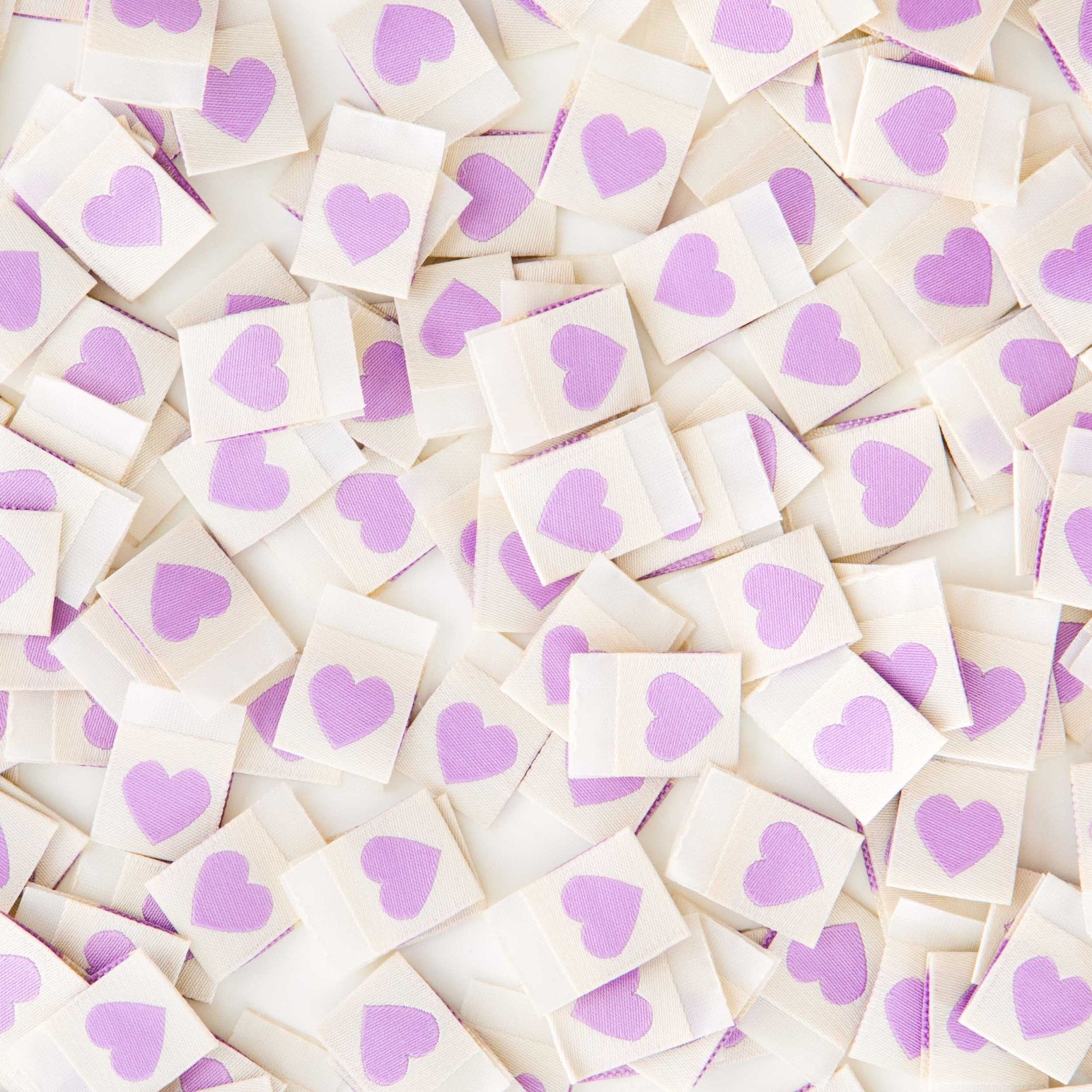 Purple Love Heart - Sew In Label - sewecofabrics