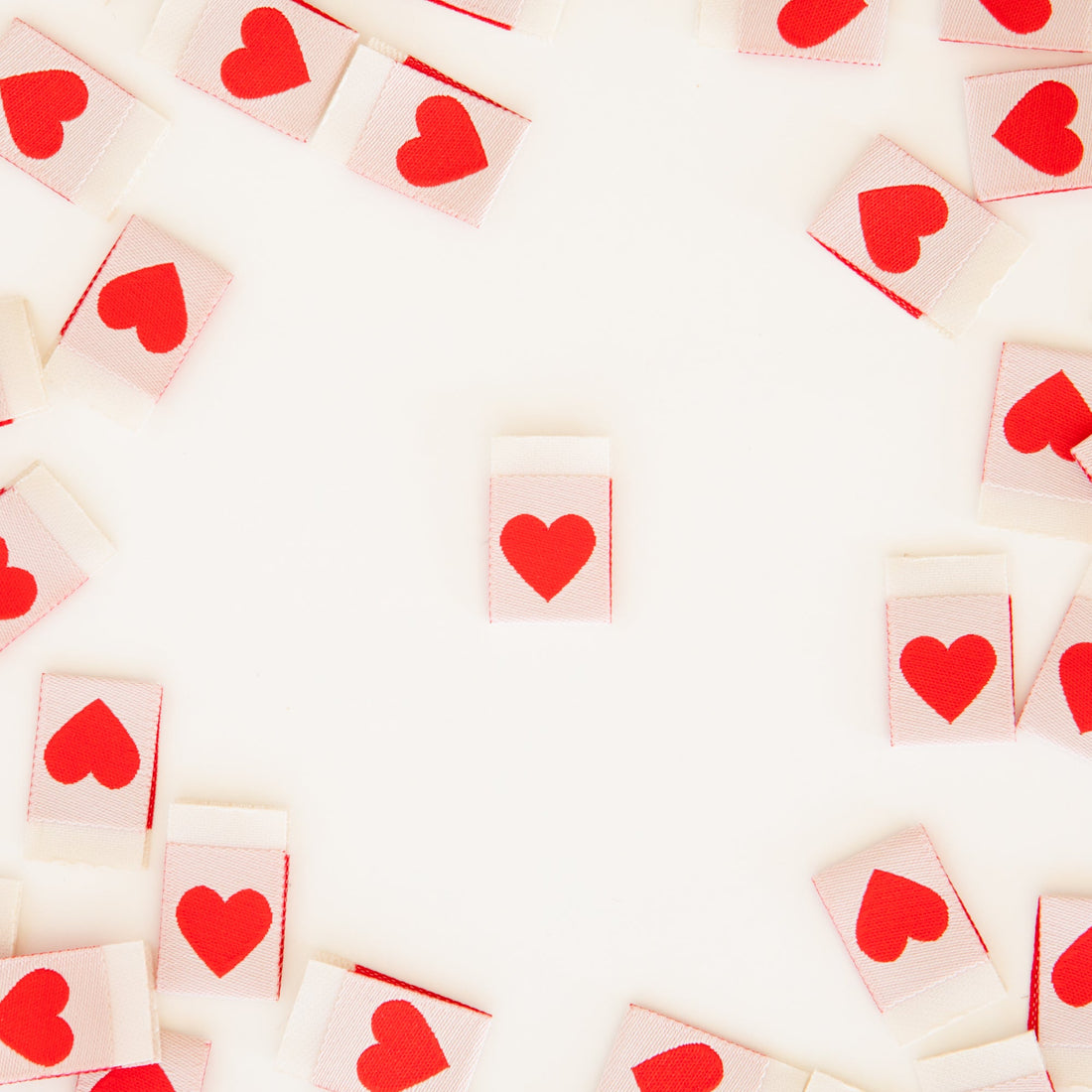 Red Love Hearts - Sarah Hearts - Sewing Labels - sewecofabrics