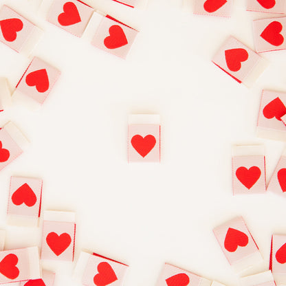Red Love Hearts - Sarah Hearts - Sewing Labels - sewecofabrics