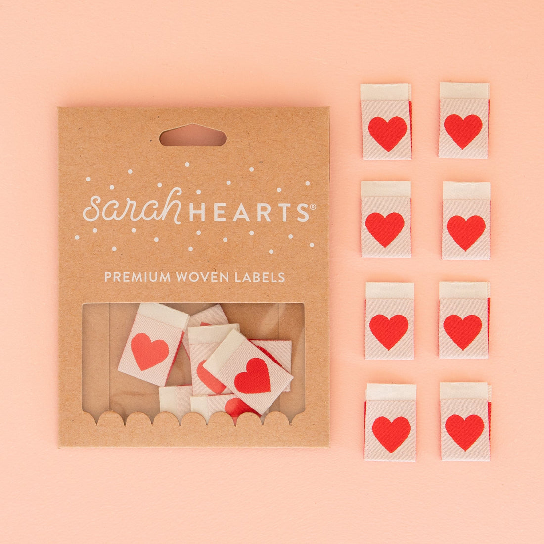 Red Love Hearts - Sarah Hearts - Sewing Labels - sewecofabrics