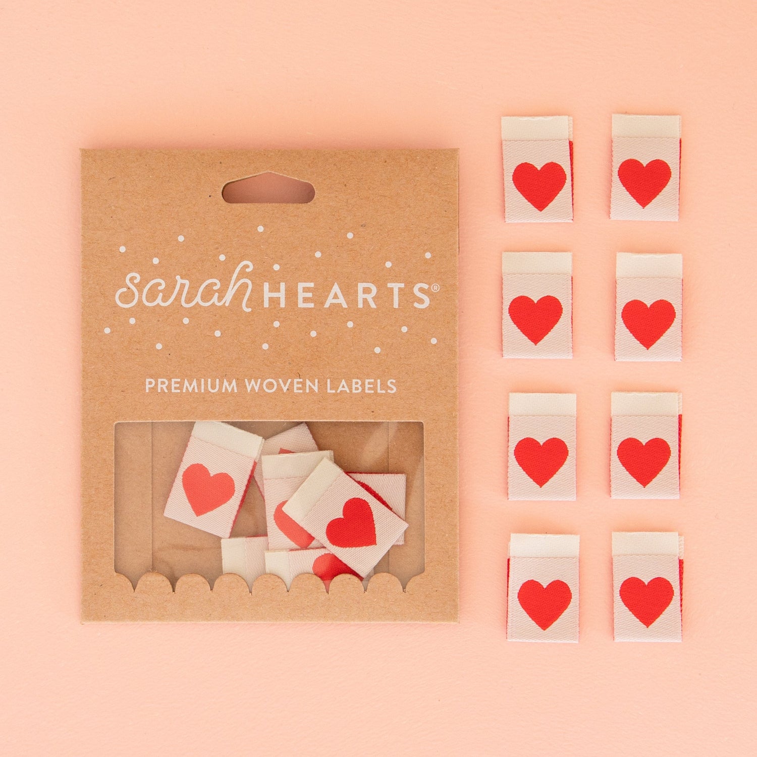 Red Love Hearts - Sarah Hearts - Sewing Labels - sewecofabrics