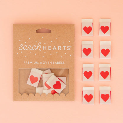 Red Love Hearts - Sarah Hearts - Sewing Labels - sewecofabrics