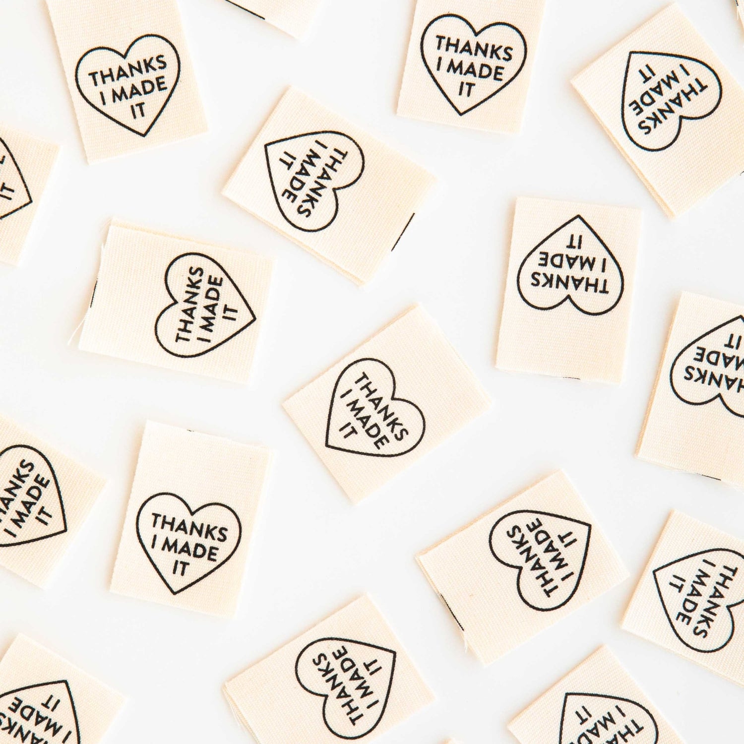 &quot;Thanks I Made It&quot; Heart (Organic Cotton) - Woven Sew in Label - sewecofabrics