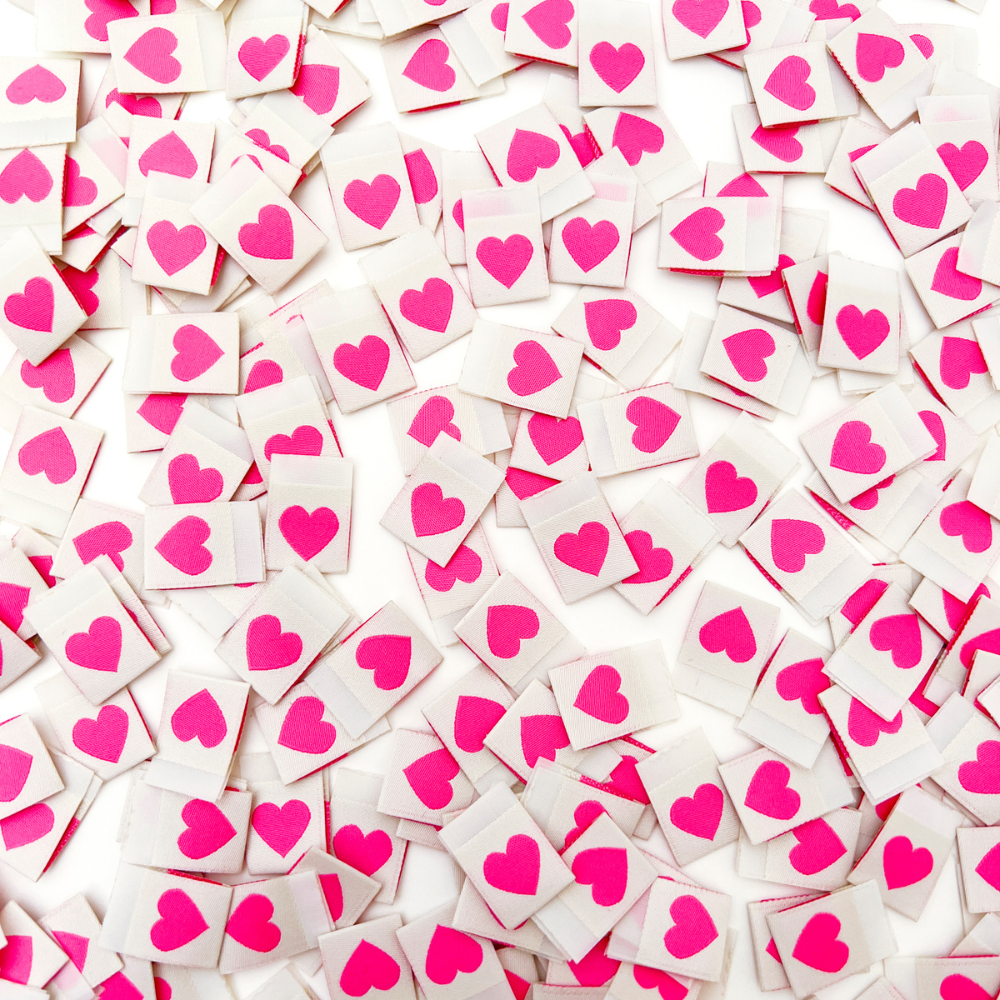 Pink Love Hearts - Sarah Hearts - Sewing Labels