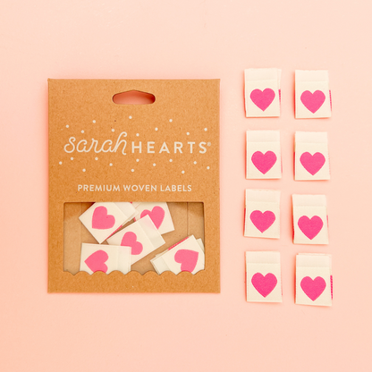 Pink Love Hearts - Sarah Hearts - Sewing Labels