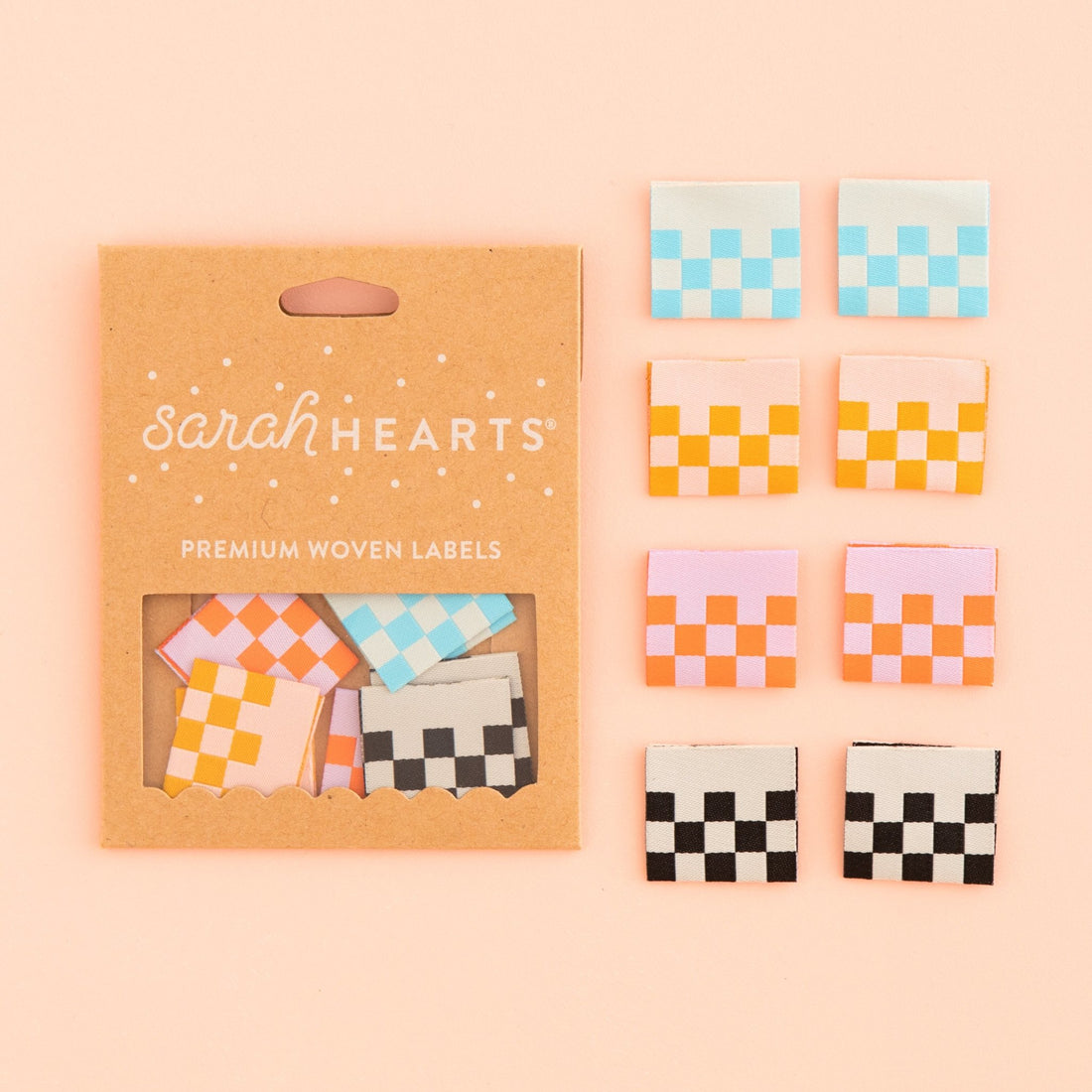 Checkerboard Multipack - Sarah Hearts - Sew In Labels - sewecofabrics